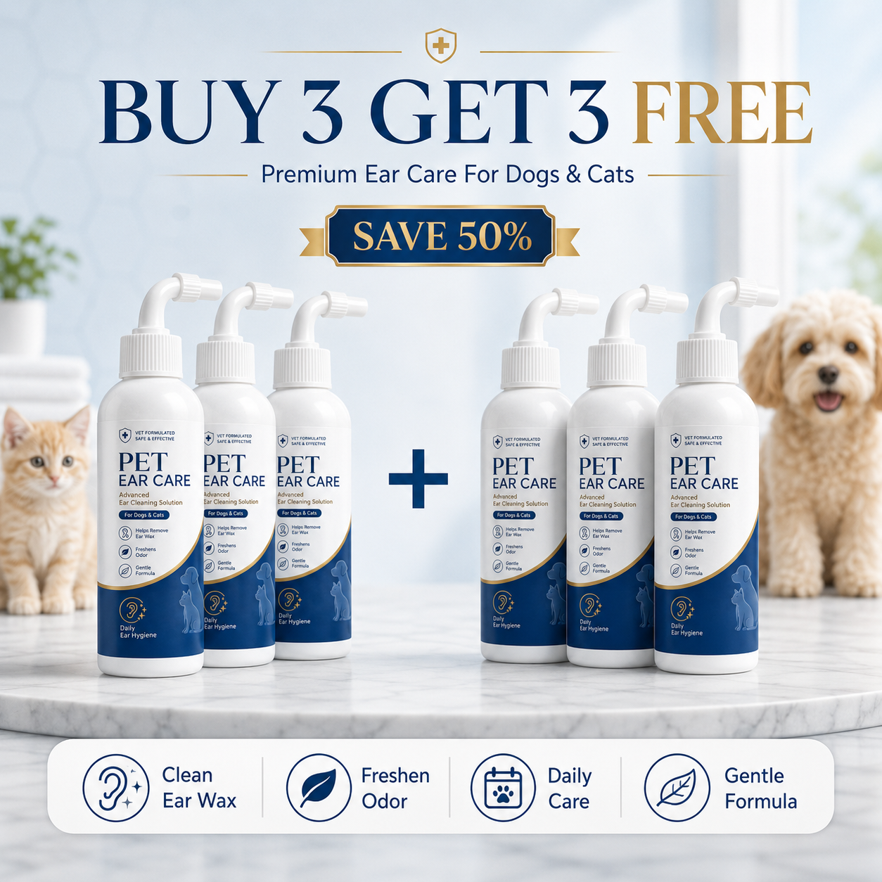 🐶 Gentle Pet Ear Cleaner – Daily Ear Care Solution for Dogs & Cats
