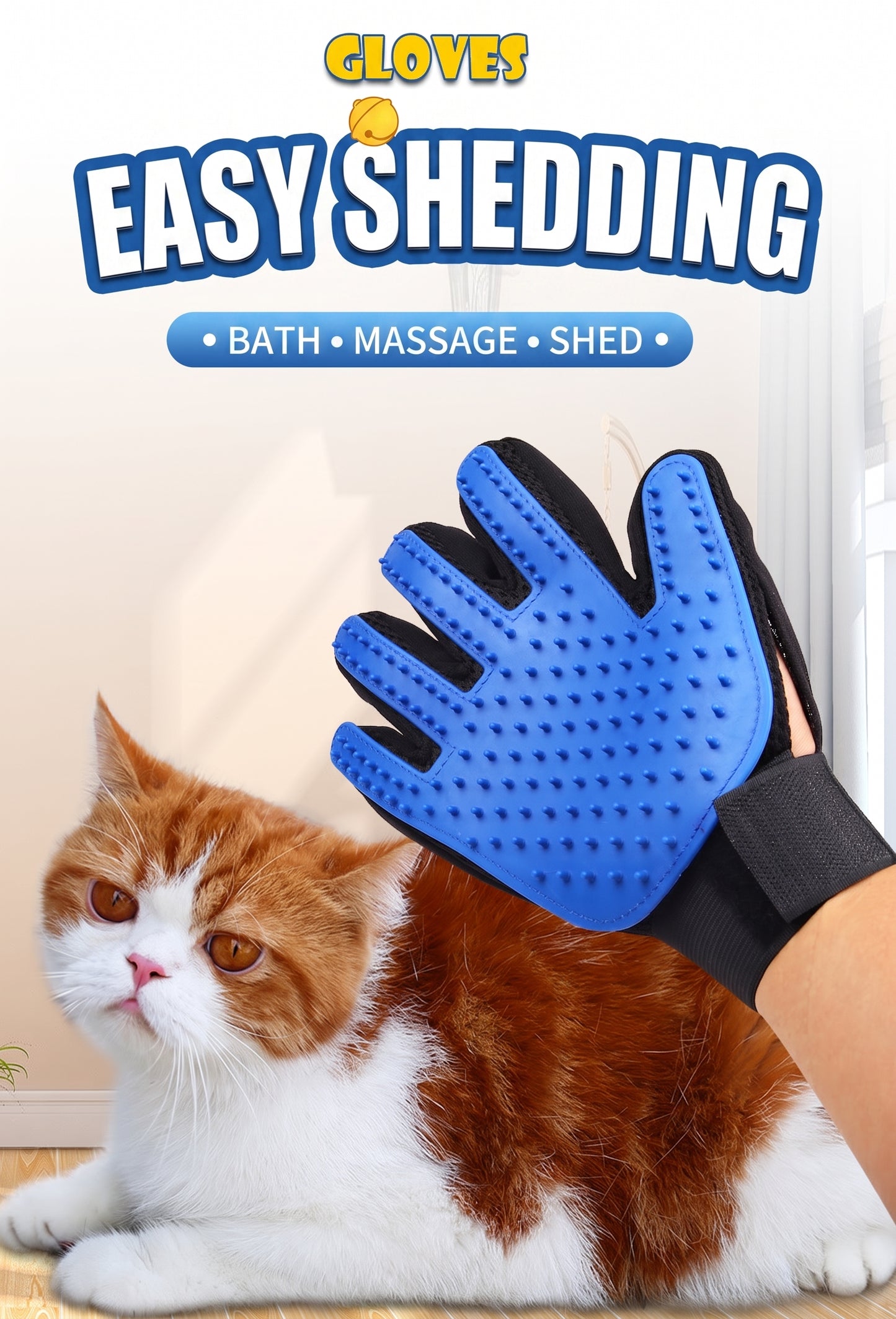 🐾 Pet Grooming Glove – Gentle Deshedding Brush for Dogs & Cats