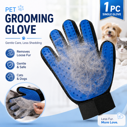 🐾 Pet Grooming Glove – Gentle Deshedding Brush for Dogs & Cats