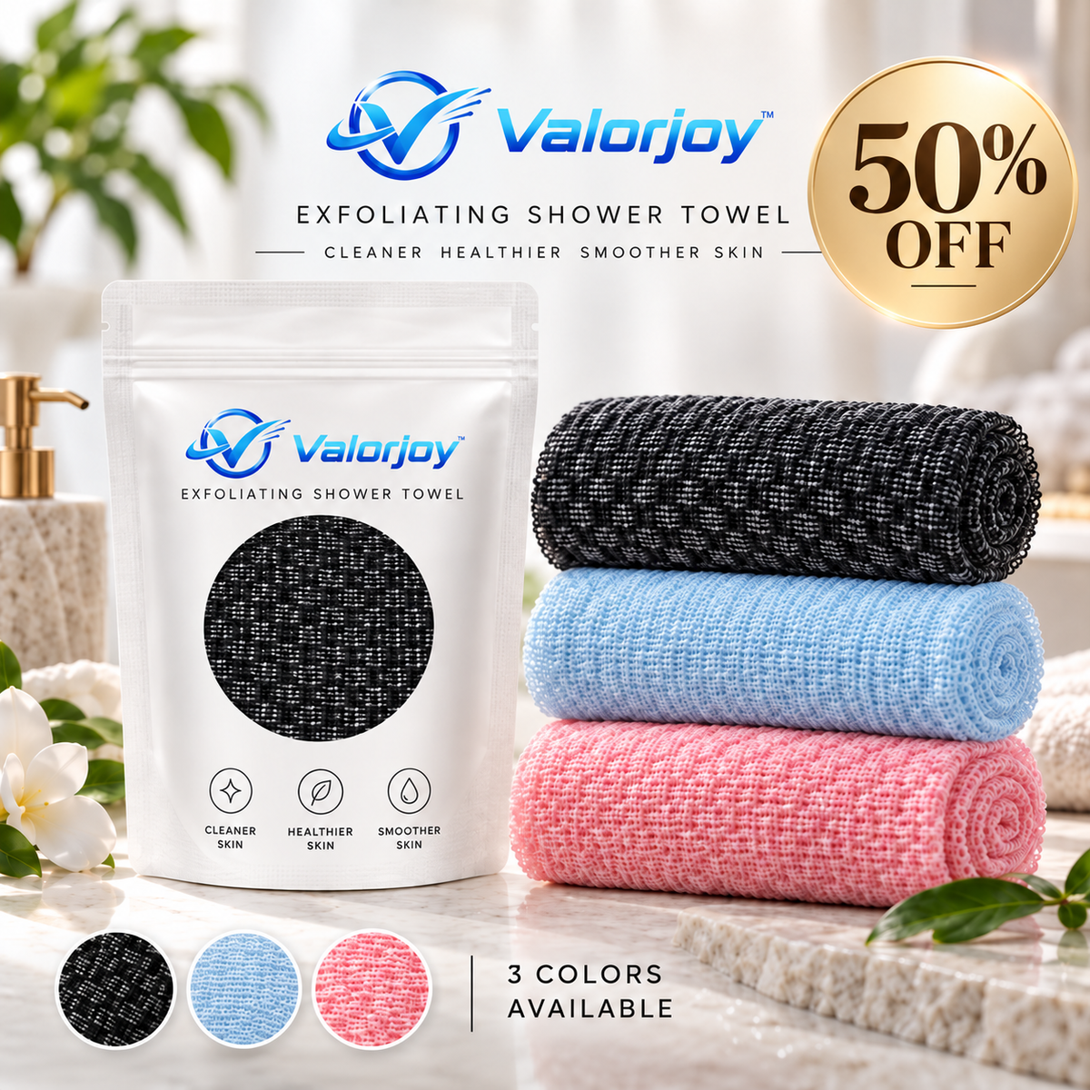 ✨ Valorjoy™ Exfoliating Shower Towel – Smooth Skin, Effortless Reach