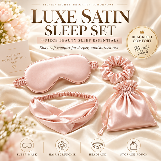 🌙 Valorjoy™ Luxe Satin Beauty Sleep Set – 4-Piece Night Ritual