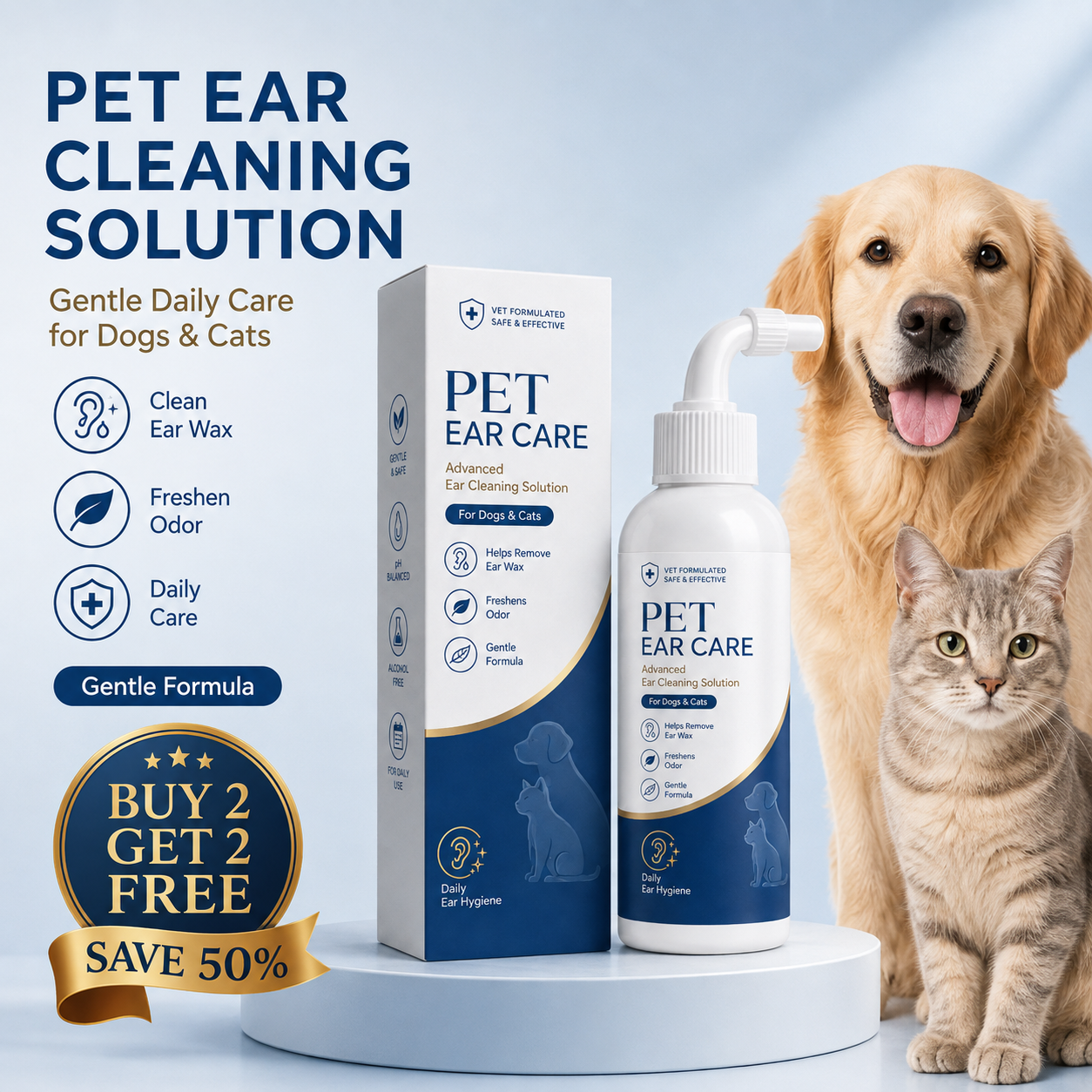 🐶 Gentle Pet Ear Cleaner – Daily Ear Care Solution for Dogs & Cats