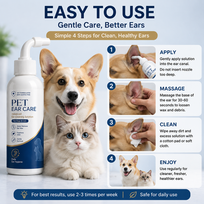 🐶 Gentle Pet Ear Cleaner – Daily Ear Care Solution for Dogs & Cats