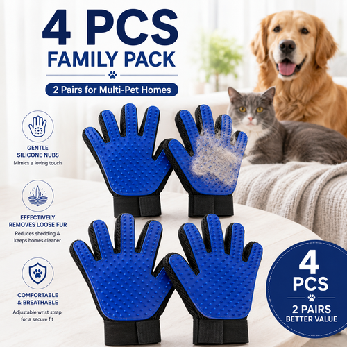 🐾 Pet Grooming Glove – Gentle Deshedding Brush for Dogs & Cats